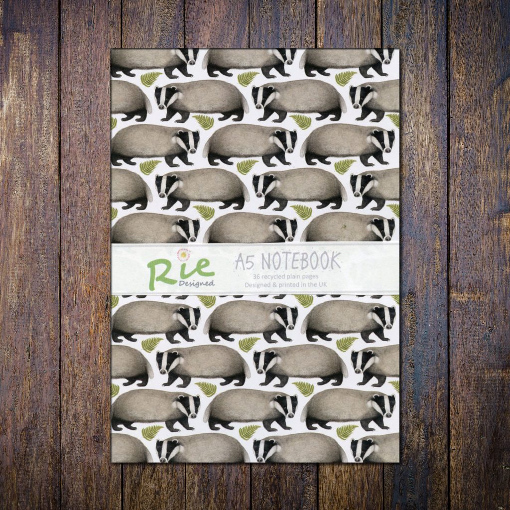 Badger and bracken Plain Recycled Paper A5 Notebook