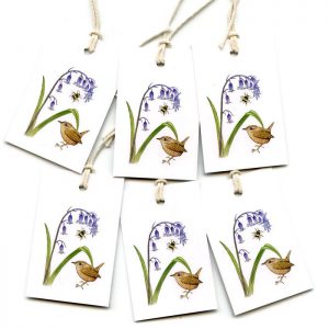 wren and bluebell gift tags