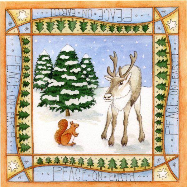 Reindeer & Red Squirrel christmas card
