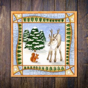 Reindeer & Red Squirrel christmas card