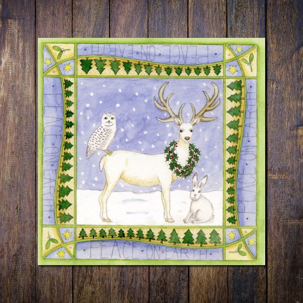 white stag christmas card