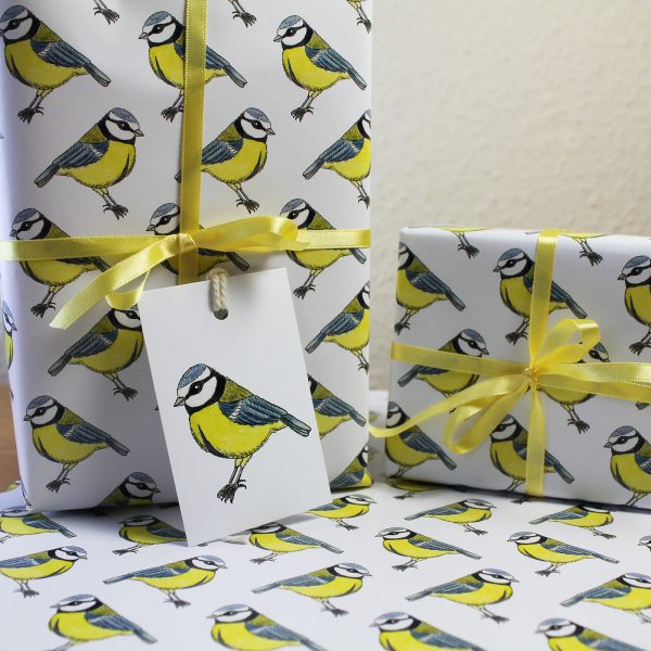 bluetit bird gift wrap