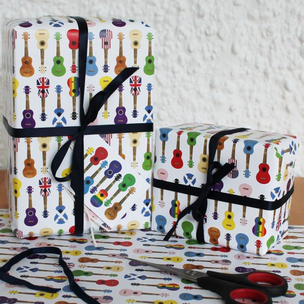 Multicoloured ukulele gift wrap