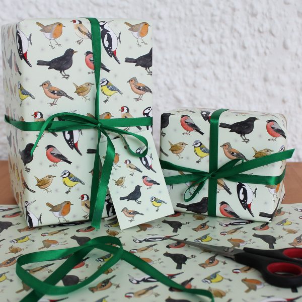 garden birds gift wrap