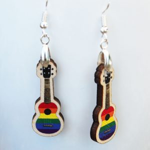 rainbow ukulele lgbt earrings