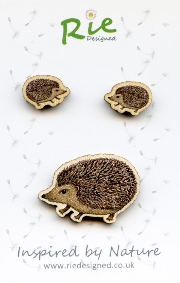 Hedgehog brooch and earrings