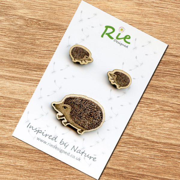Hedgehog brooch and earrings