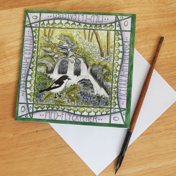 Pied Flycatcher Wood of Cree greetings card