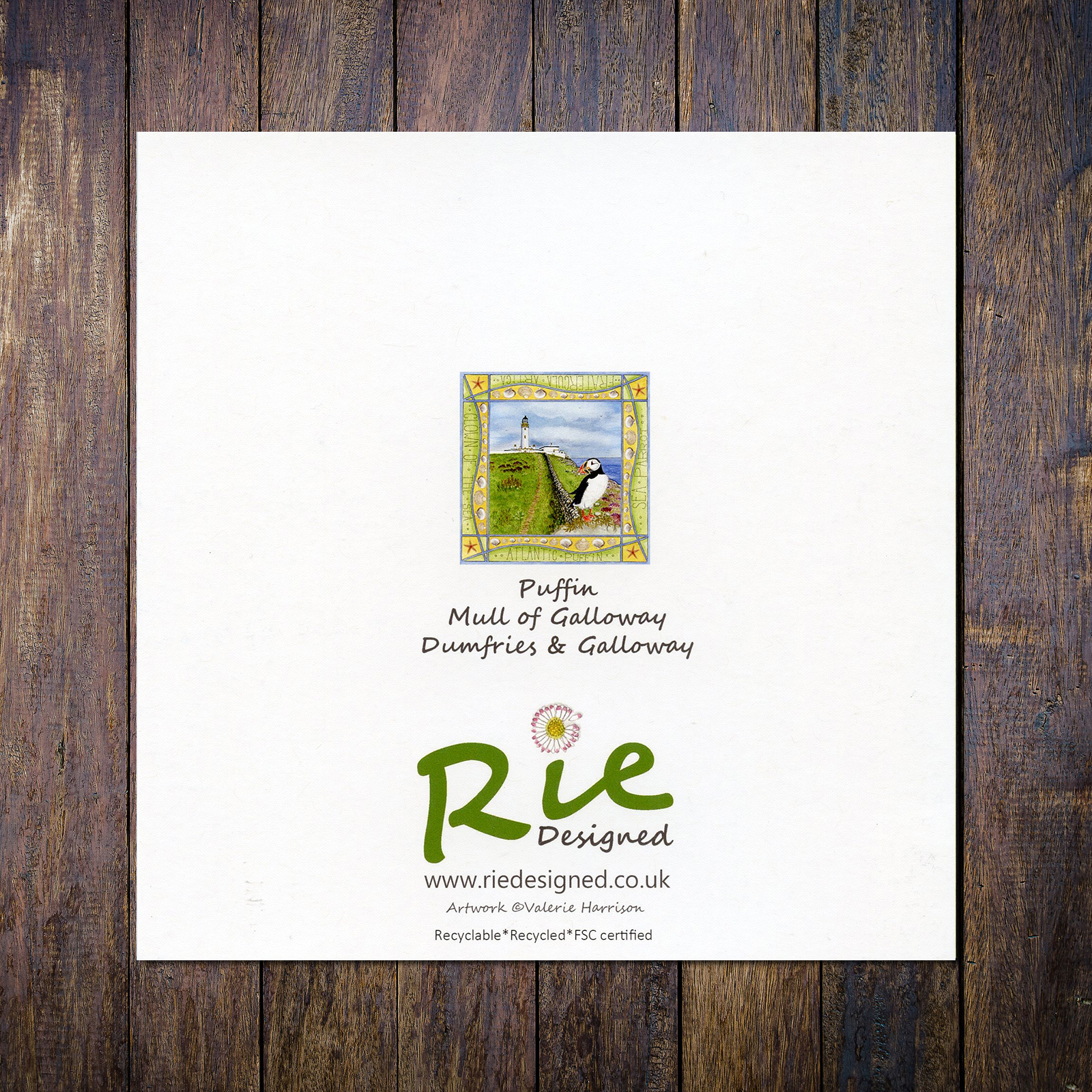 Puffin Mull of Galloway Blank Greetings Card