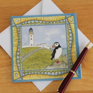 Puffin mull of galloway greetings card