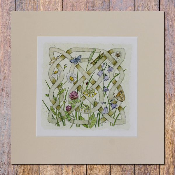 celtic flora meadow mounted print