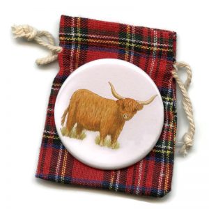 highland cow pocket mirror