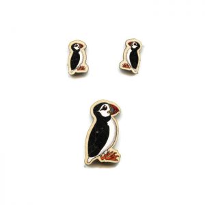 wooden puffin jewellery set