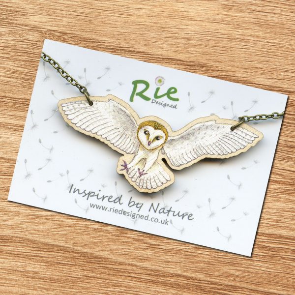 Flying Barn owl necklace