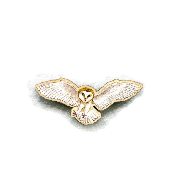 large flying barn owl brooch