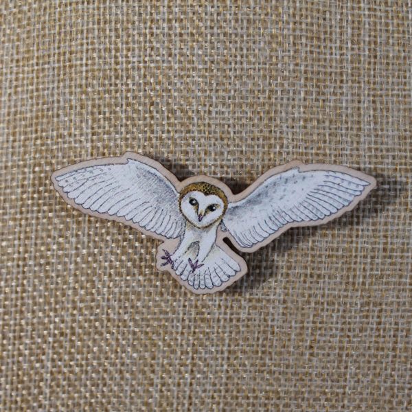 large flying barn owl brooch