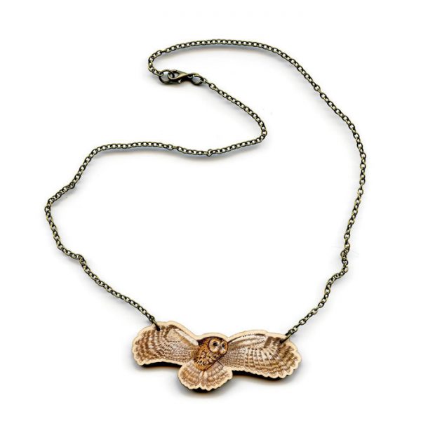 Flying Tawny owl necklace