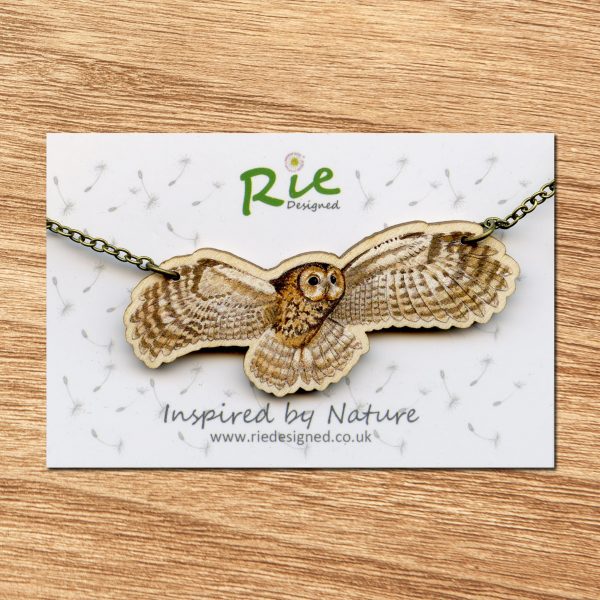 Flying Tawny owl necklace
