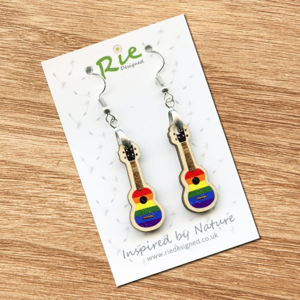 rainbow ukulele earrings