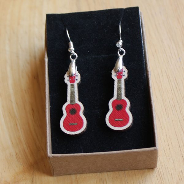 red-wood-ukulele-earrings