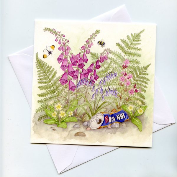 Scottish Hedgerow Blank Square Greetings Card