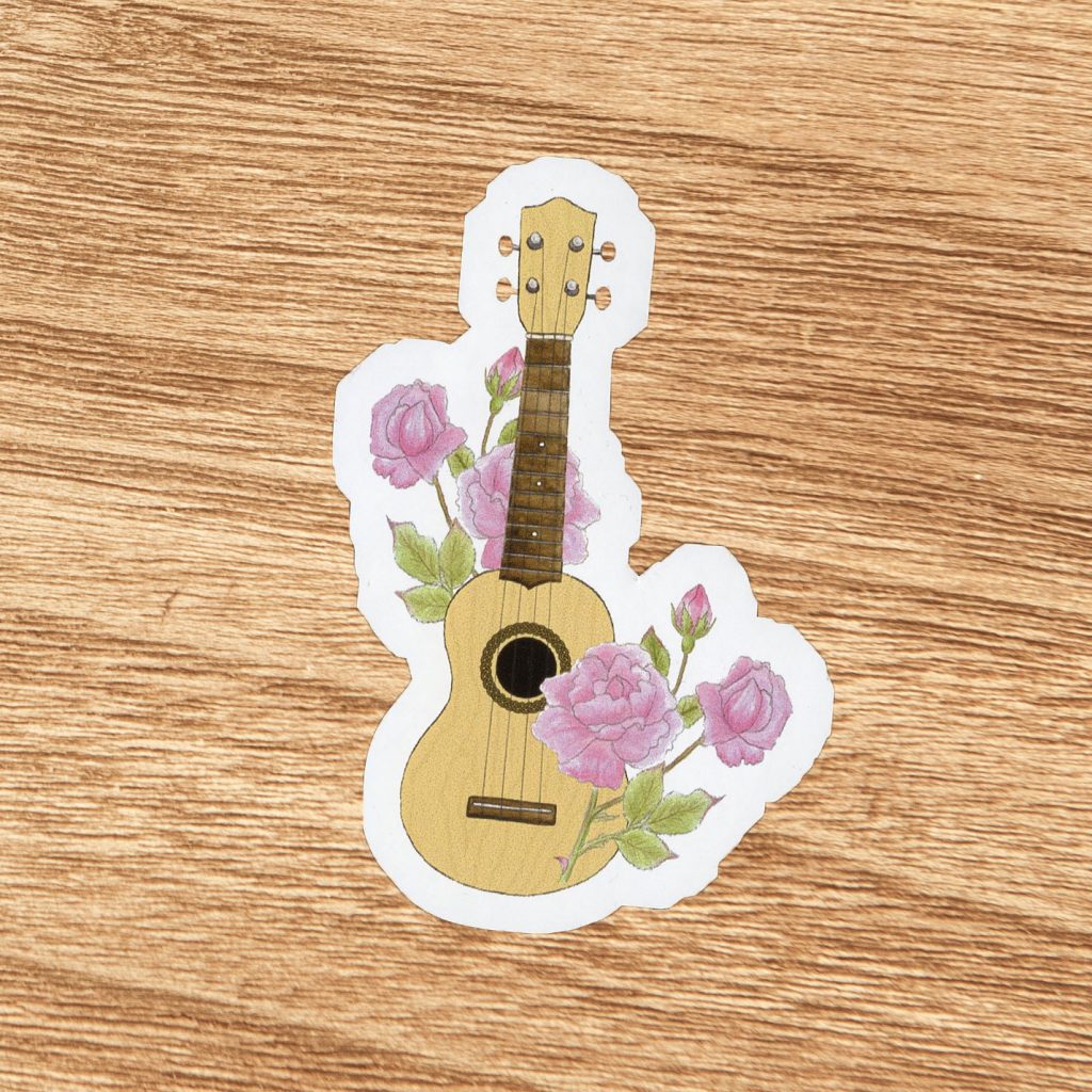 Rose Floral Ukulele Vinyl Sticker