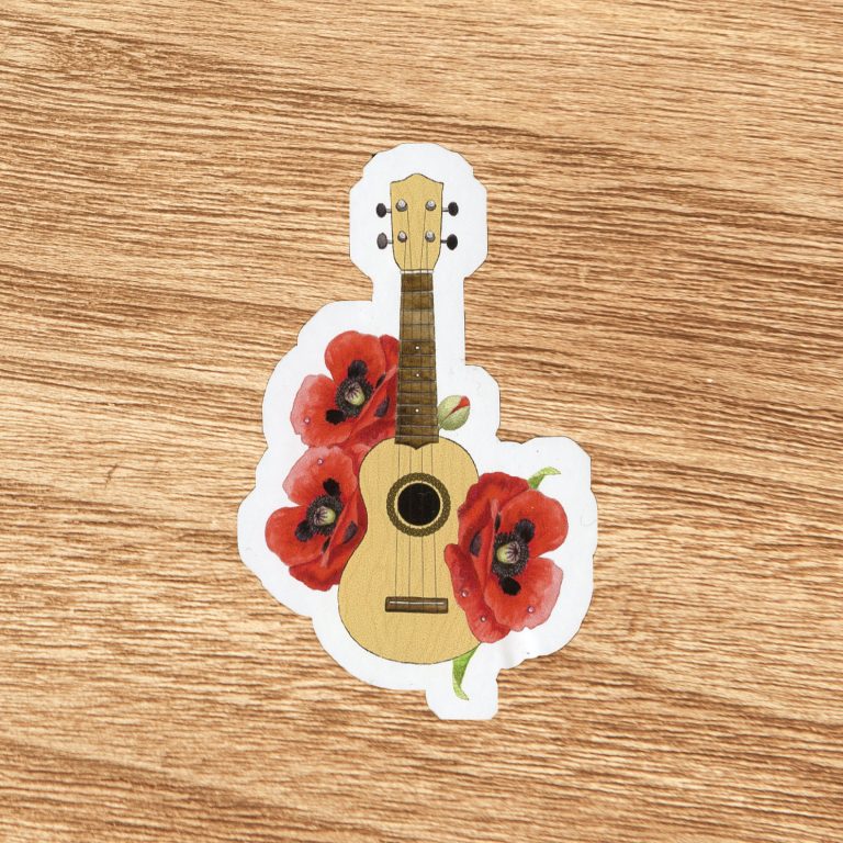 Poppy Floral Ukulele Vinyl Sticker