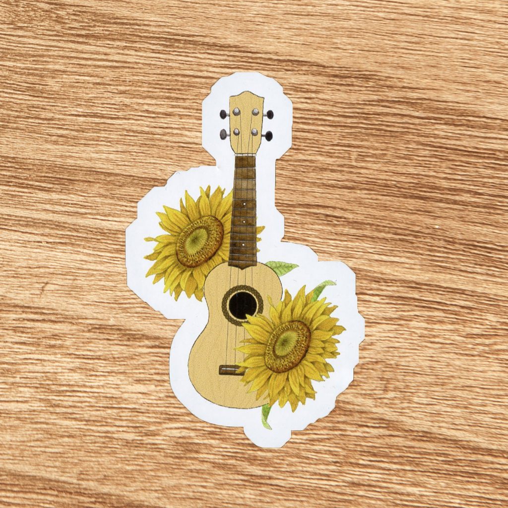 Sunflower Floral Ukulele Vinyl Sticker
