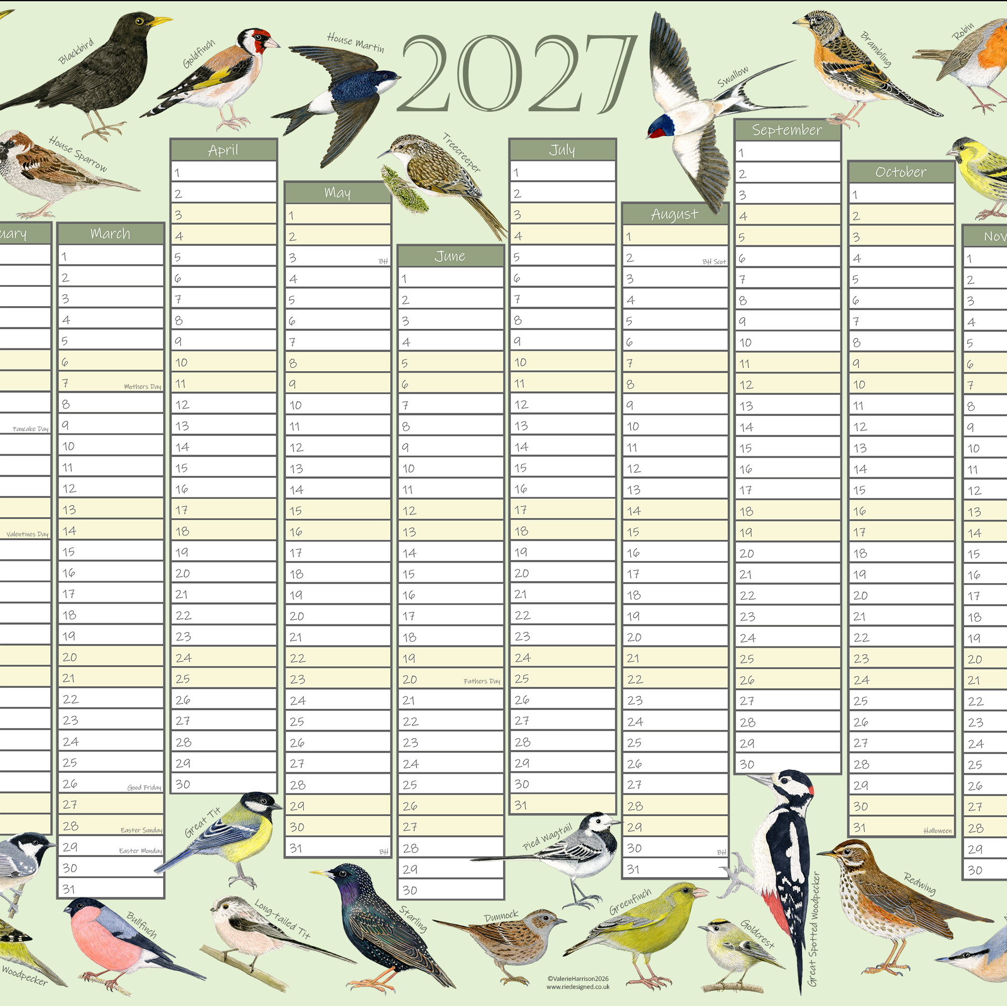 A2-Garden Birds-Planner 2027