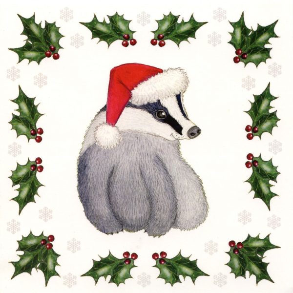 Santa badger Christmas card