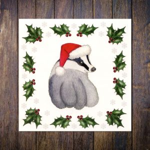 Santa badger Christmas card