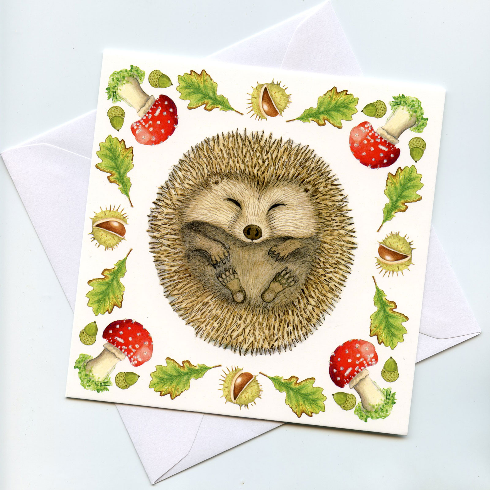 BLANK INSIDE Sustainably Printed A6 Hedgehog Greetings Card