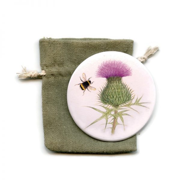 Scottish Thistle and Bumblebee Pocket Mirror