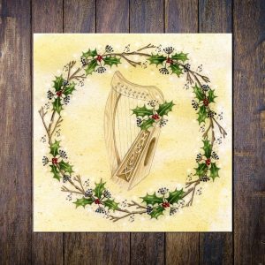 Celtic harp christmas card