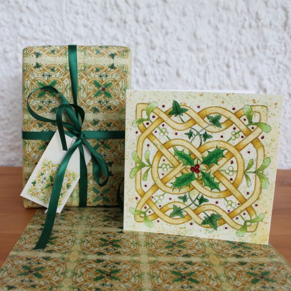 celtic knot Christmas gift wrap