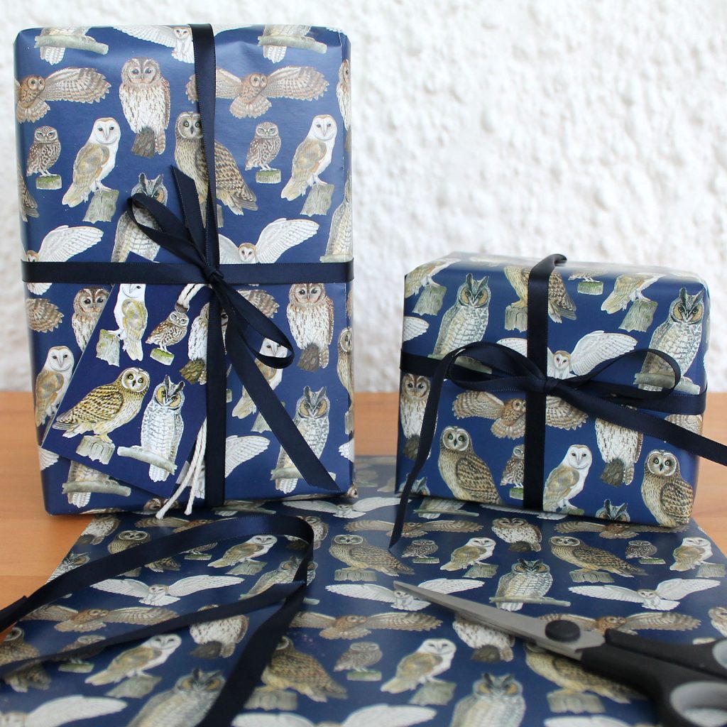 British Owls Gift Wrap, Quality Bird Wrapping Paper