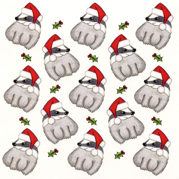Santa badgers Christmas card