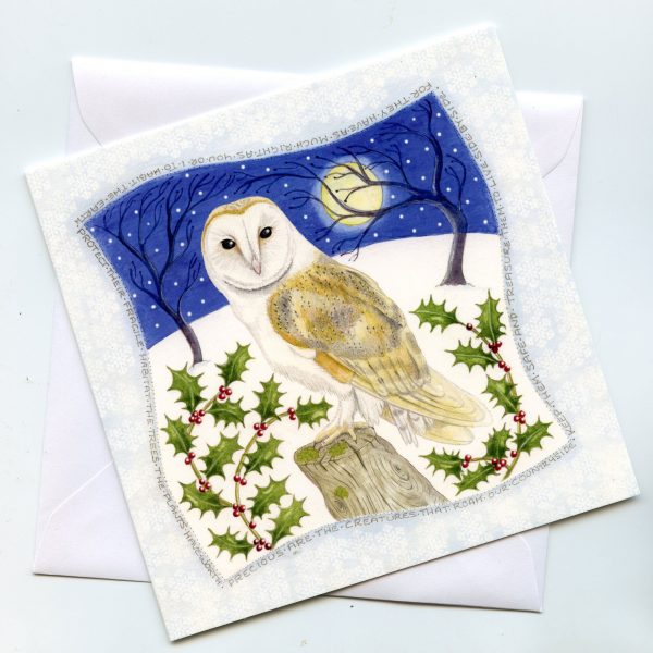 Snowy Barn Owl Christmas Card