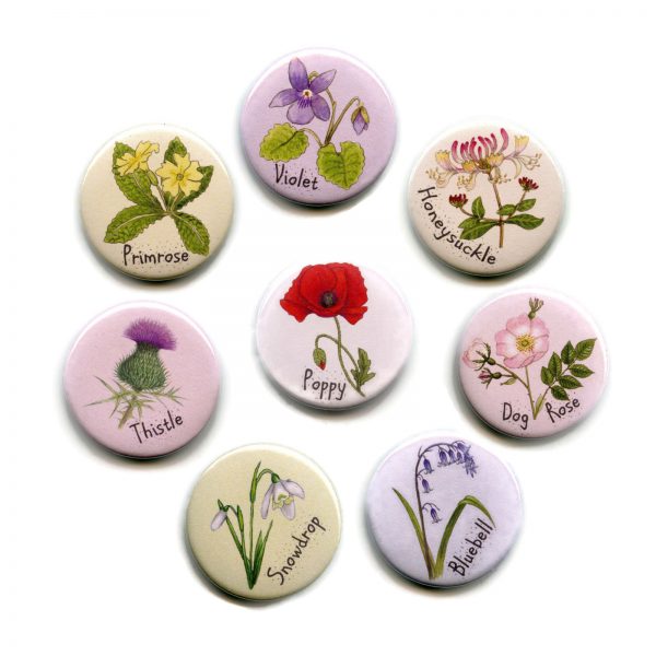 British Wild Flowers Button Magnets
