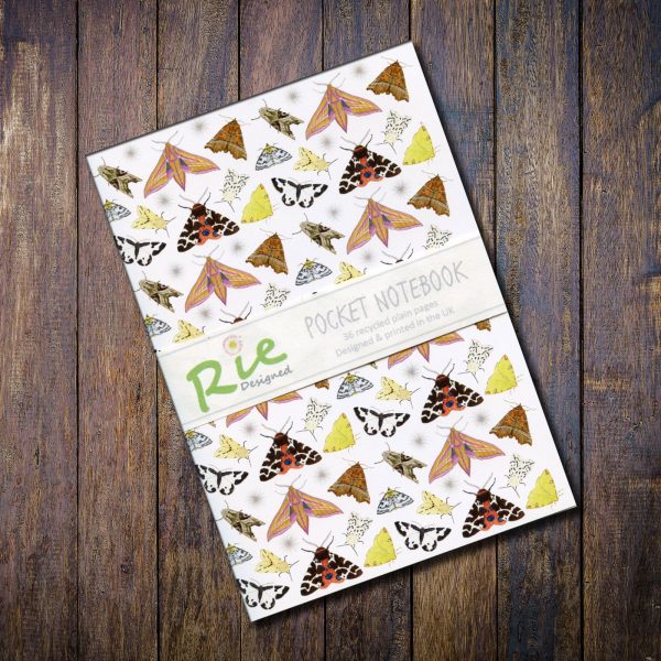 Moths A6 recycled notebook