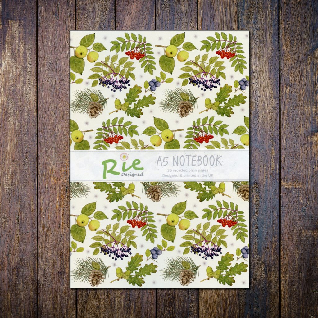 Tree Leaves A5 Plain Paper Recycled Notebook – Rie Designed
