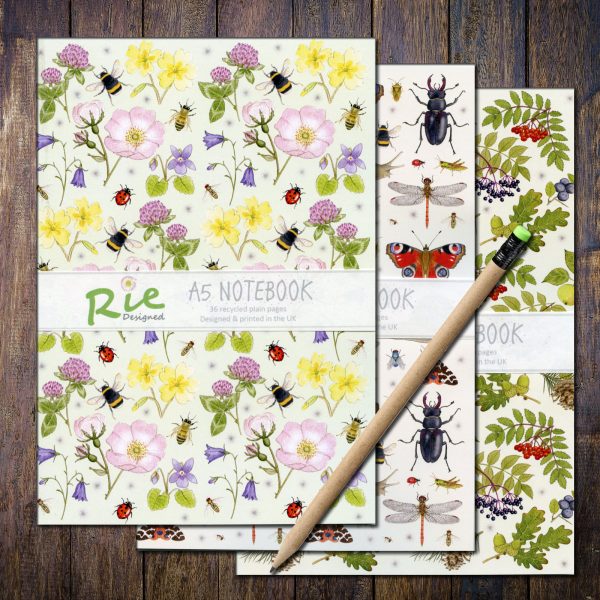 Wildflowers-bugs-tree-recycled-notebooks