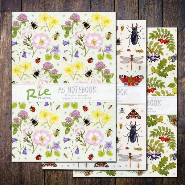 Wildflowers-bugs-tree-recycled-notebooks