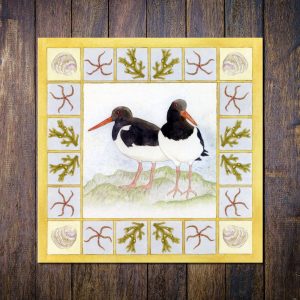 Oystercatchers-with-border-greetings-card