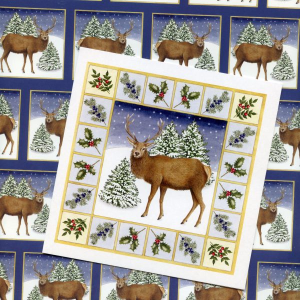 Winter-Red-Deer-Christmas Gift Wrap
