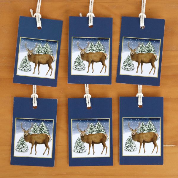 Winter-Red-Deer-Christmas gift tags