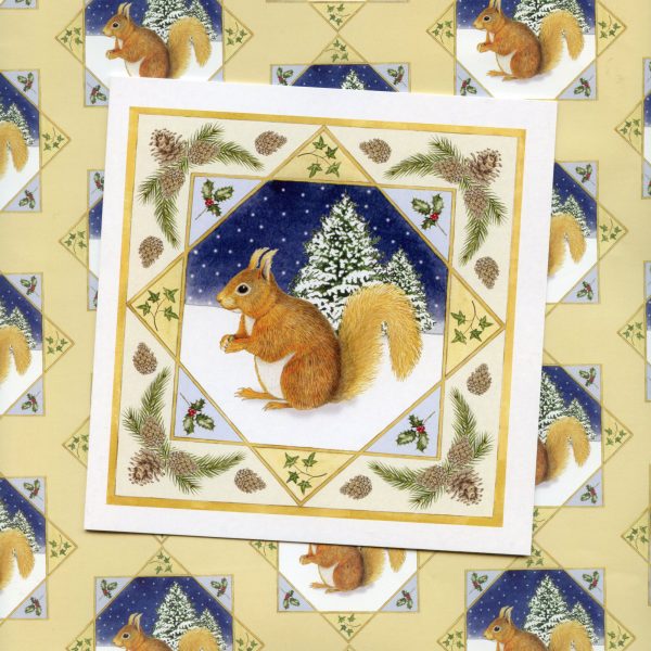 Winter-Red-Squirrel-Christmas Gift Wrap