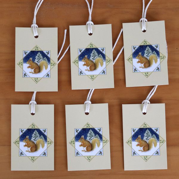 Winter-Red-Squirrel-Christmas Gift tags