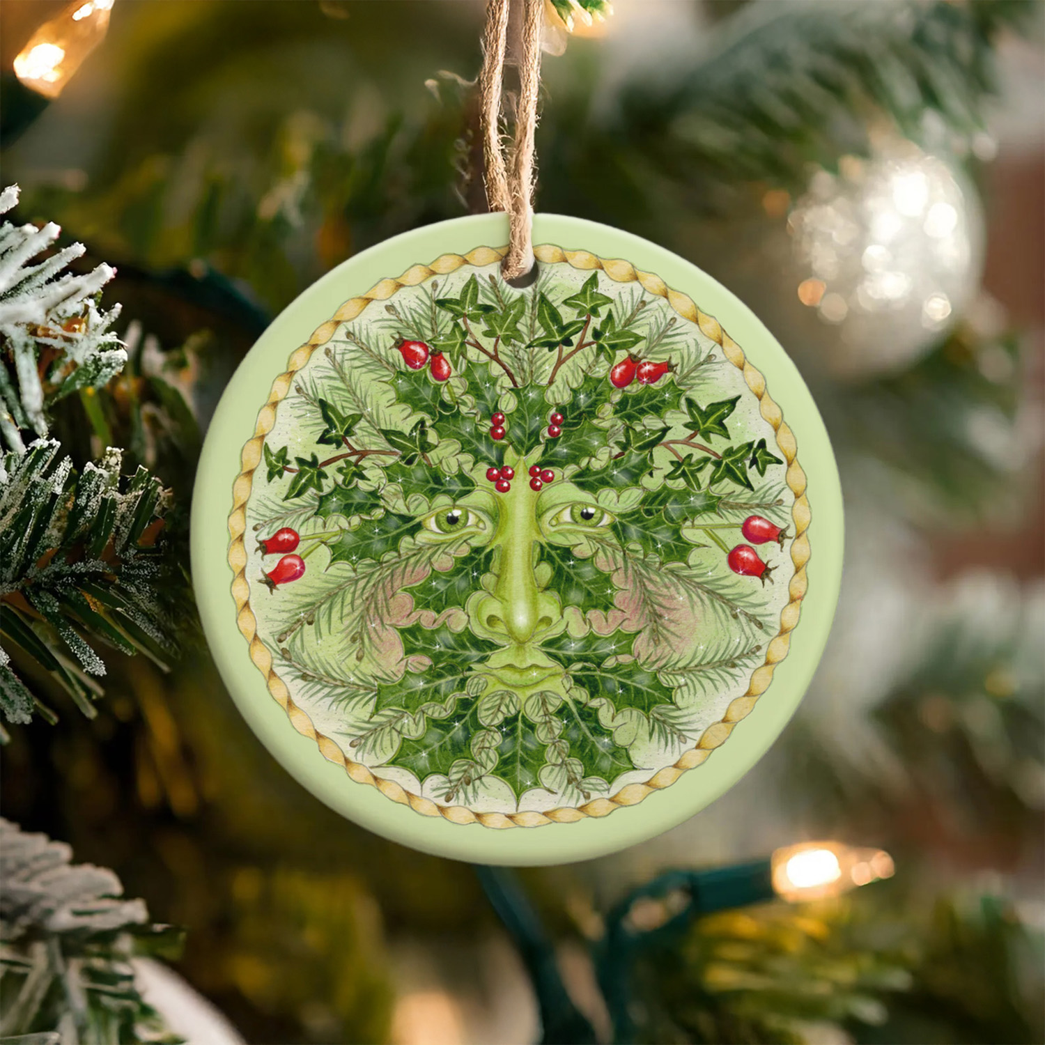 Green Man hanging christmas tree decoration