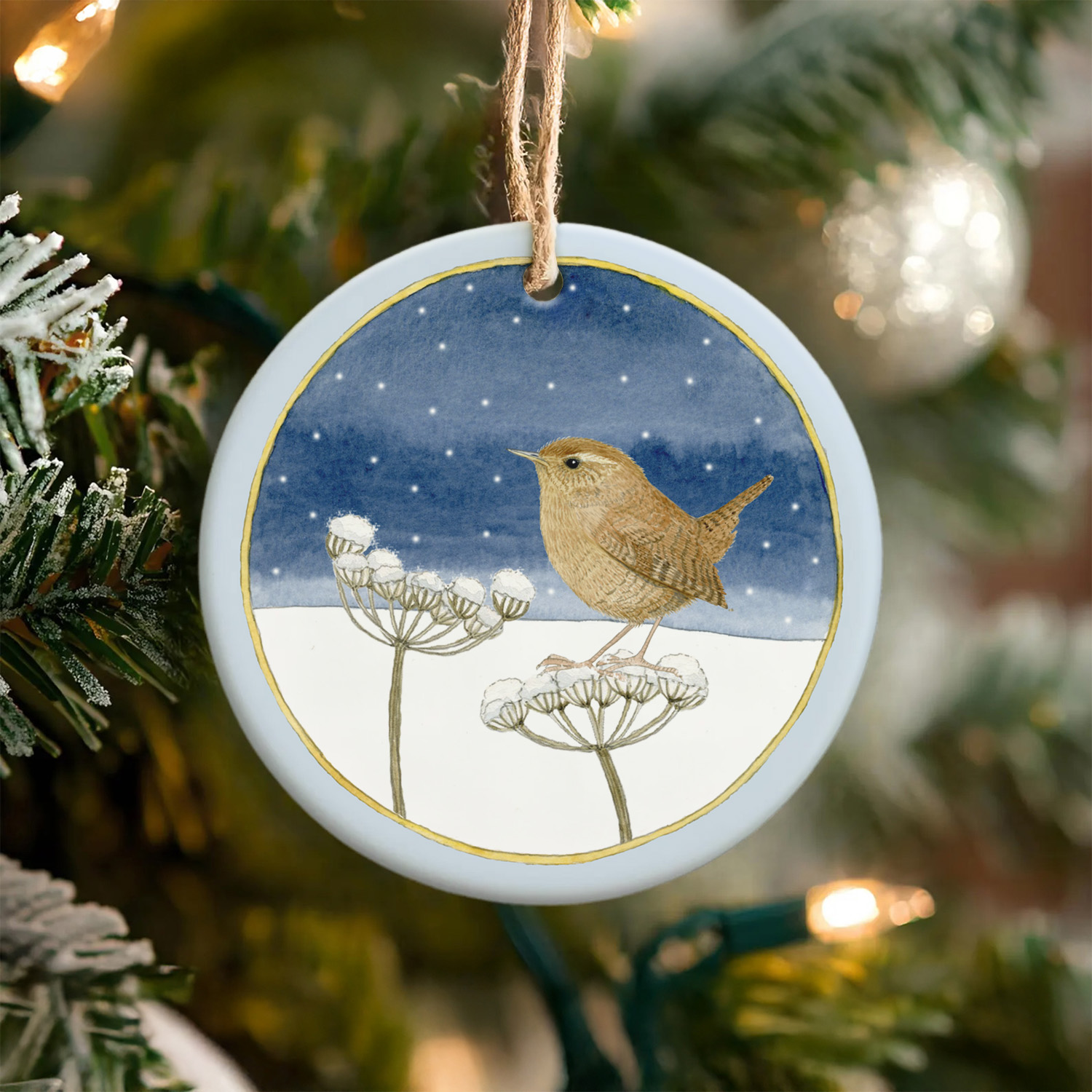 wren hanging christmas tree decoration